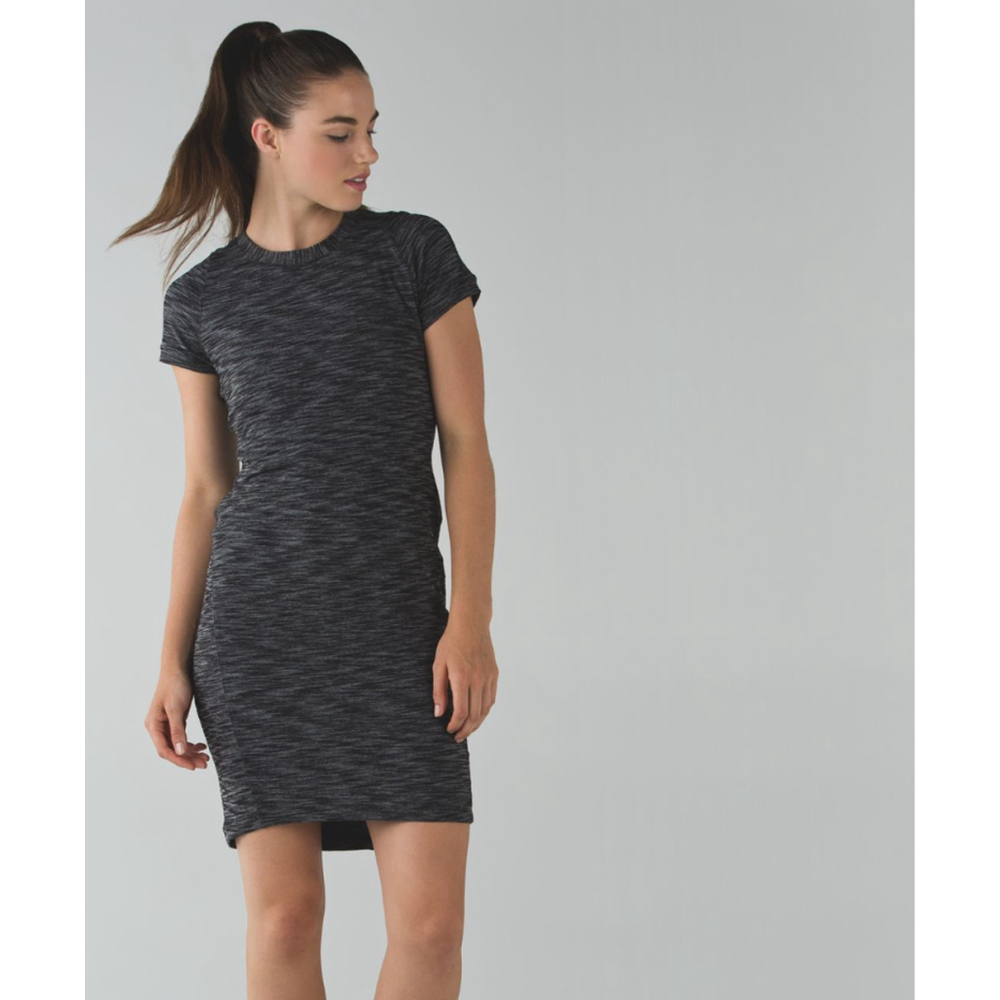 Lululemon &go Where-To Dress short sleeves Heathered Black size 4 - Picture 8 of 10